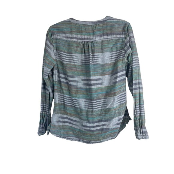 Carbon2Cobalt Women's Carefree EarthyButton Down Shirt Top Striped Size M Ikat - Picture 2 of 8
